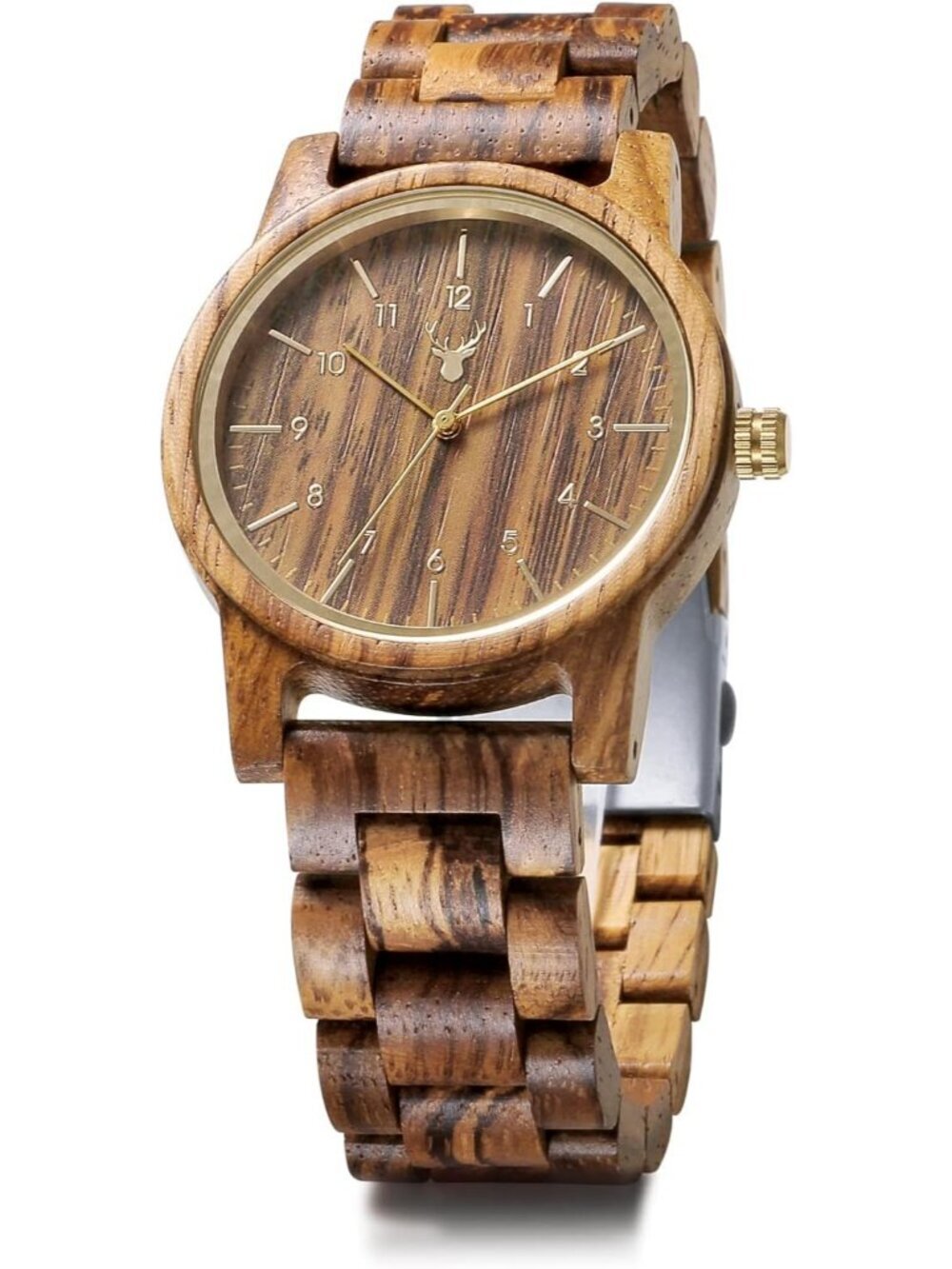 Unisex Zebra Uwood Series 40 mm Natural Handmade Wood Adjustable Band Watch